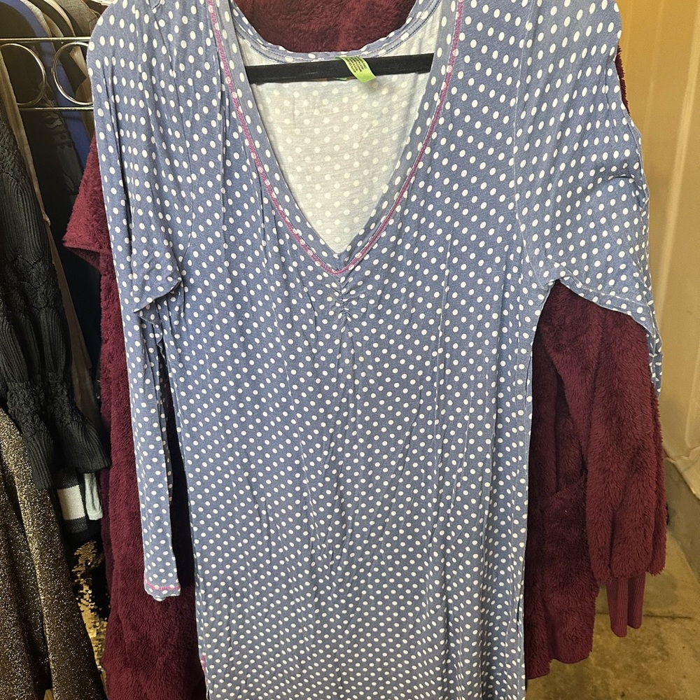 Blue Polka Dot Long Sleeve Dress
